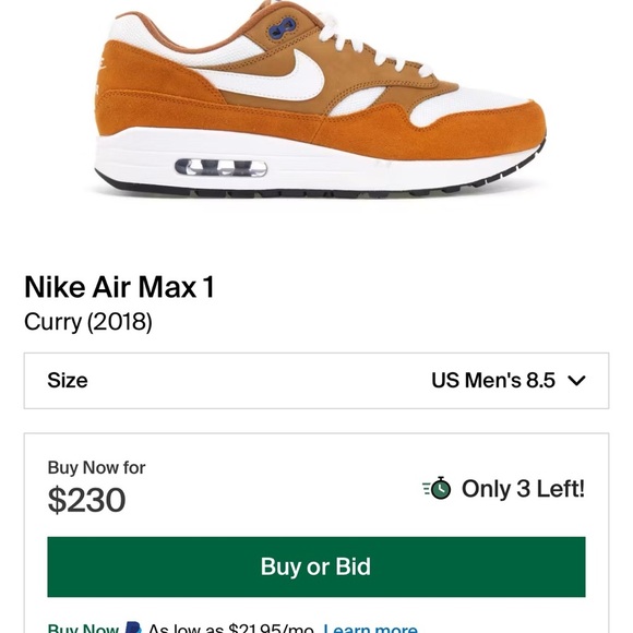 Nike Air Max 1 Premium Retro Curry Mens size - 8.5 - Picture 9 of 9